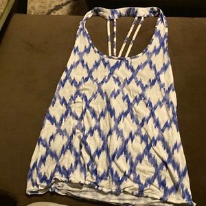 Patterned tank top with cross back